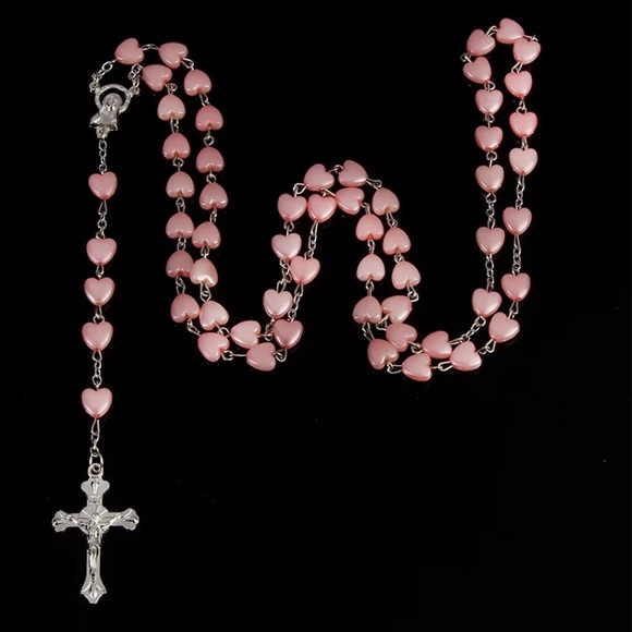 Jewelry - Catholic porcelain white rosary prayer necklace,